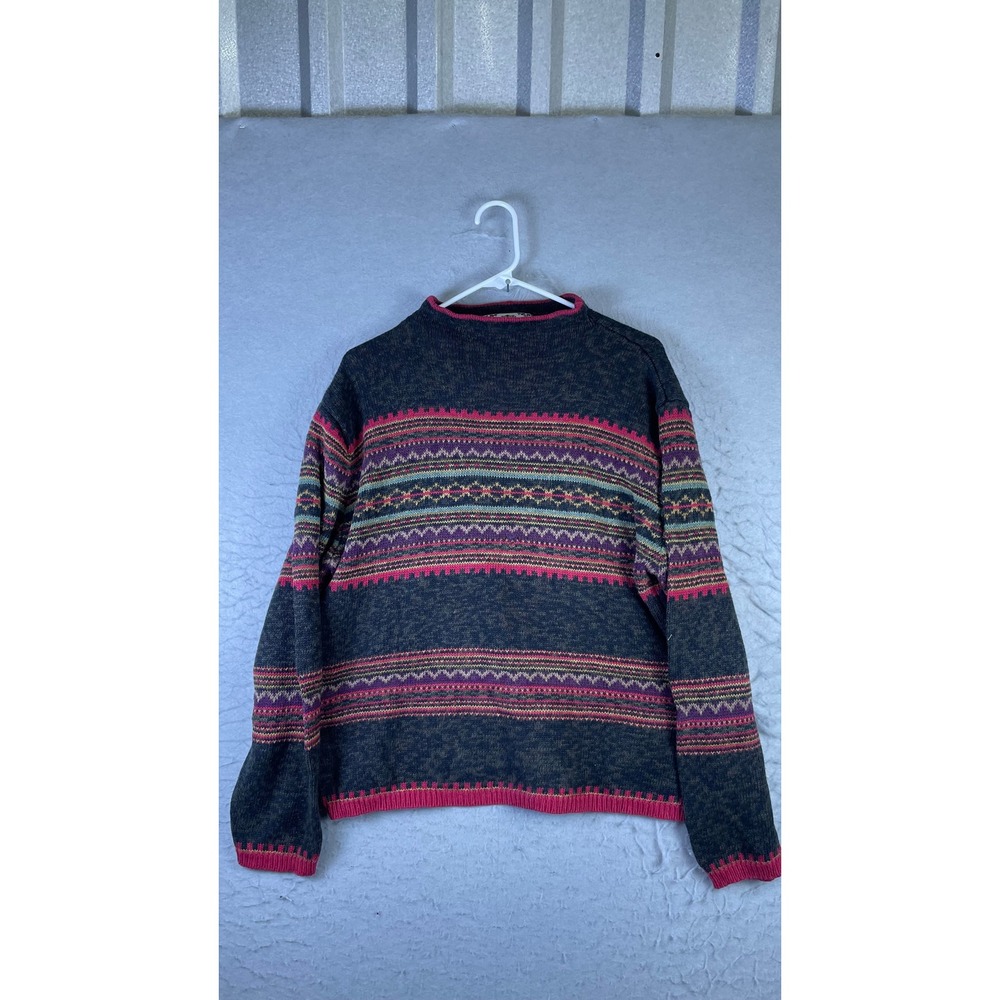 Tiara International Sweater Mens L Multicolor Excellent Fair Isle Ramie Cotton